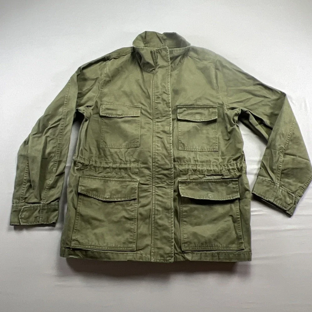 Madewell Surplus Jacket Womens Medium Green Cotton Long Sleeve Pockets Zip Up